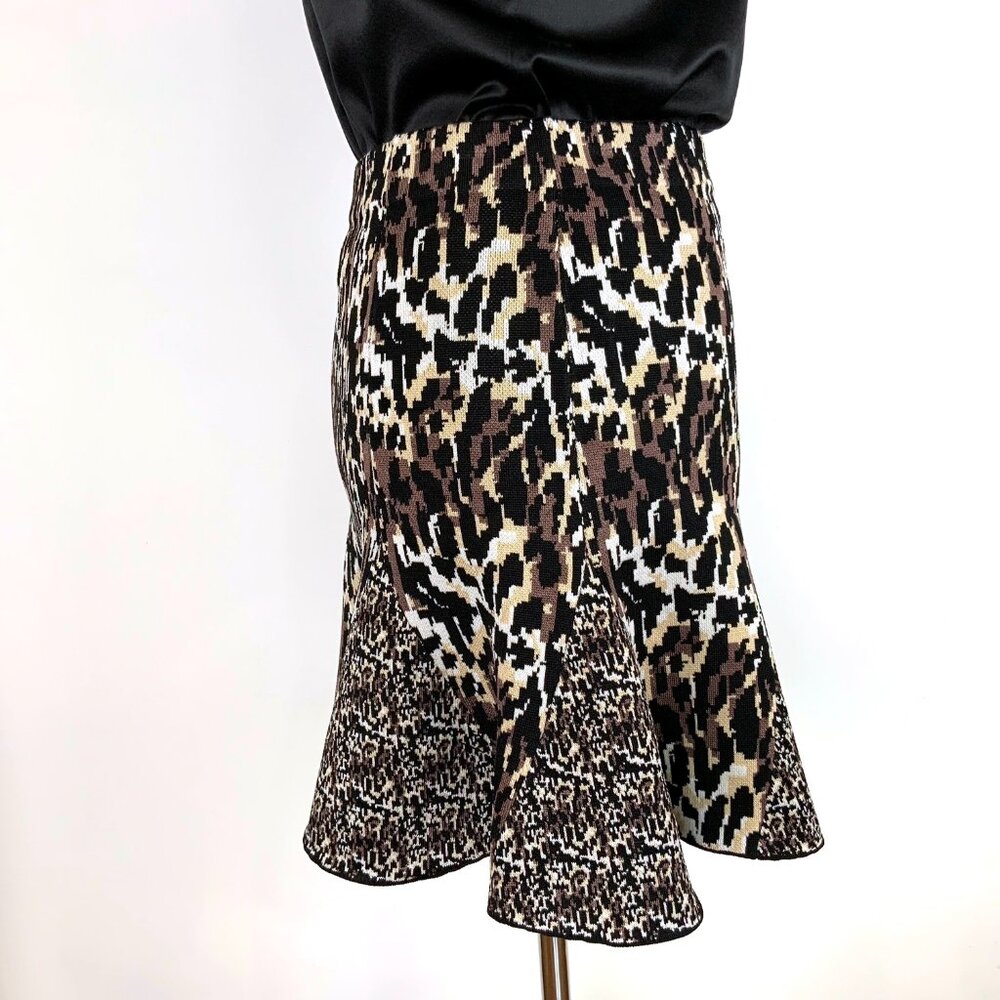 Parker Kenna Mini Skater Knit Mix Media Animal Print Skirt Sz M - Picture 10 of 16